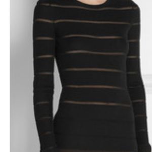 Michael Michael Kors Sheer Striped Cotton Knit Crewneck Sweater